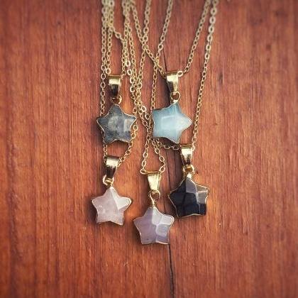 Crystal Star Necklace - Amethyst Necklace -..