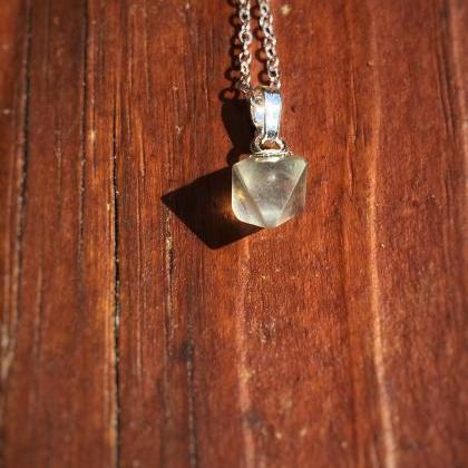 Tiny Diamond-cut Fluorite Necklace • Silver..