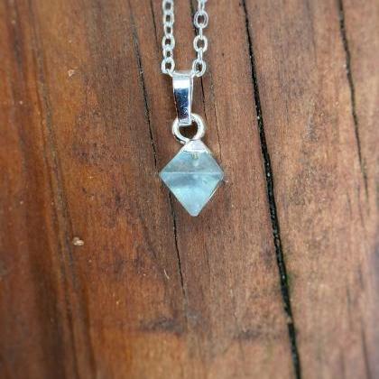 Tiny Diamond-cut Fluorite Necklace • Silver..