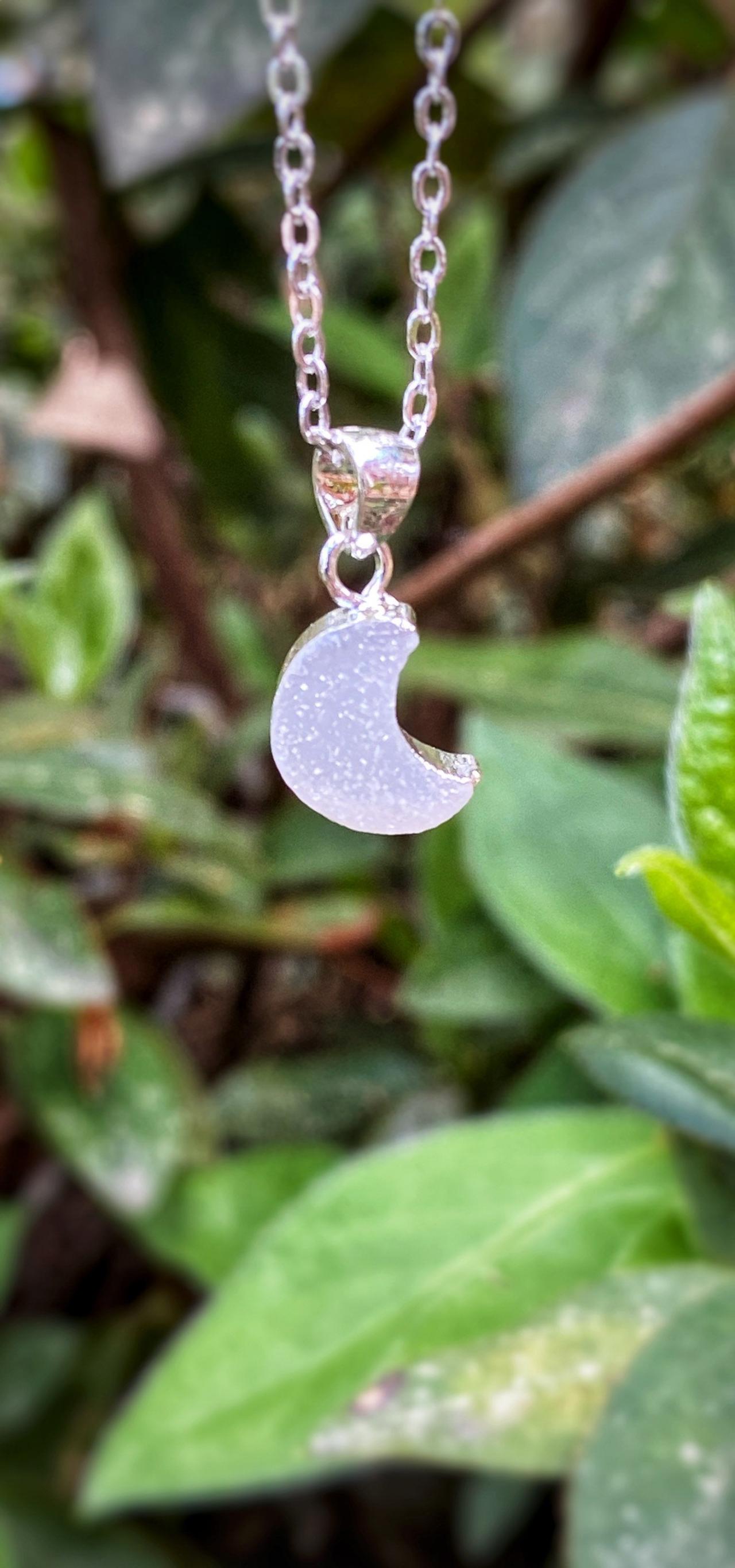 Mini Moon Necklace • Druzy Moon Necklace • Crystal Moon Necklace • Crescent Moon Necklace