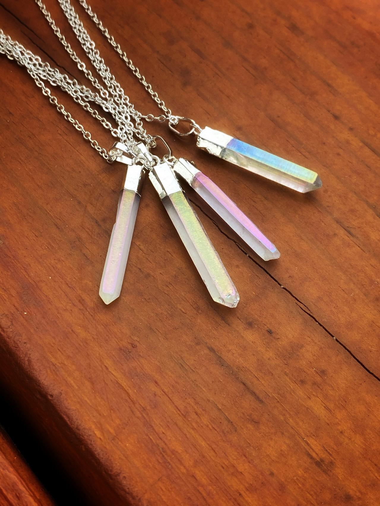 Aura Quartz Necklace - Silver - Angel Aura Quartz - Quartz Crystal - Quartz Point - Quartz Crystal Necklace - Clear Quartz Necklace - Quartz