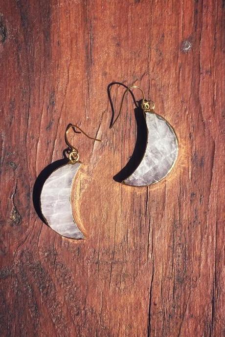 Amethyst Moon Earrings • Amethyst Moon Pendant • Amethyst Earrings • Amethyst Jewelry • Moon Jewelry • Moon Earrings