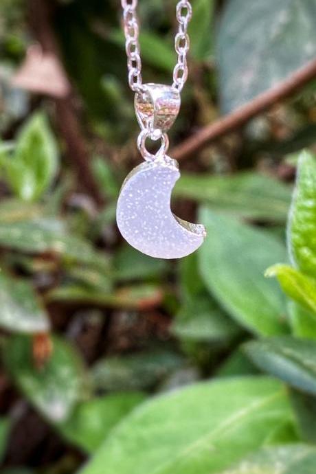 Mini Moon Necklace • Druzy Moon Necklace • Crystal Moon Necklace • Crescent Moon Necklace