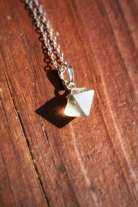 Tiny Diamond-cut Fluorite Necklace • Silver Fluorite Necklace • Fluorite Necklace • Green Fluorite • Dainty Fluorite Necklace •