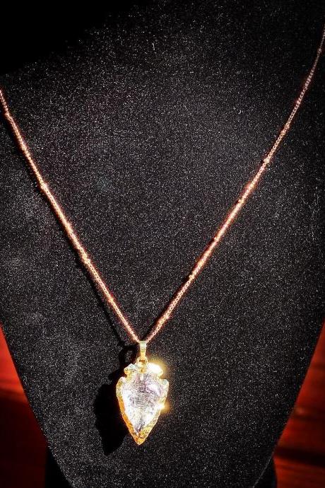 Clear Quartz Arrowhead Necklace - Crystal Arrowhead Necklace - Arrowhead - Gold Necklace - Satellite Chain - Arrowhead Pendant -Clear Quartz