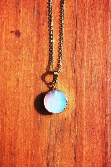 Opalite Necklace - Opalite Moon Necklace - Opalite Charm - Opalite Pendant
