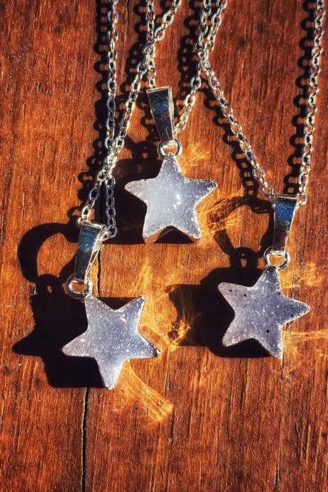 Druzy Star Necklace - Layering Necklace - Dainty Necklace - Druzy Quartz Necklace - Druzy Pendant